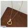 Collana con pendente a cuore, realizzata in acciaio inossidabile, placcata in oro 14 carati, ornata di zirconi NST2112 foto 3
