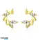 Boucles d’oreilles en acier inoxydable plaqué or 14 carats, zircons KST2847 photo 2