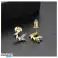 Boucles d’oreilles en acier inoxydable plaqué or 14 carats, zircons KST2847 photo 1