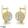 Boucles d’oreilles en acier inoxydable plaqué or 14 carats, zircons KST2858 photo 1