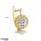 Boucles d’oreilles en acier inoxydable plaqué or 14 carats, zircons KST2858 photo 3