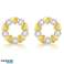 Boucles d’oreilles en acier inoxydable plaqué or 14 carats, zircons cœur KST2856 photo 1