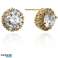 Boucles d'oreilles en acier inoxydable plaqué or 14 carats avec zircone cubique KST2859 photo 1