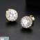 Boucles d'oreilles en acier inoxydable plaqué or 14 carats avec zircone cubique KST2859 photo 2