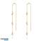 Boucles d’oreilles en acier inoxydable plaqué or 14 carats, zircons, KST2852 suspendues photo 1