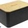 Bread Bin with Cutting Board + 3x Storage Can - 5-piece Set - Mix Black And White image 4