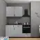 Asti Küchenkomposition 180 cm mit Geräten Samet, Asteiche geknotet, Eiche grau und weiß. Bild 1