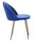 Upholstered chair / armchair velvet upholstery in the colour blue oak coloured metal frame image 1