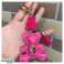 Leren sleutelhanger TEDDY BEAR fuchsia, franjes BRL357 foto 3