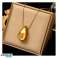 Halskette Edelstahl vergoldet 14k Gold Tropfen 2 cm NST2120 Bild 3