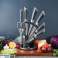 Ensemble de couteaux de cuisine avec manche et support doux au toucher noir - 8 pièces photo 4