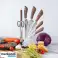 Ensemble de couteaux de cuisine avec décor en bois et support - 8 pièces photo 2