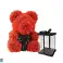 Ours en peluche en roses 25 cm rouge avec un nœud dans une boîte cadeau photo 1