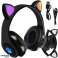 Casque sans fil avec oreilles de chat B39M noir photo 1