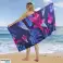 BEACH TOWEL REVERSIBLE EXTRA LARGE FLOWERS DESIGN GREEN WHITE 178X80CM AM1364 image 1