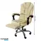 BOSS swivel office chair with footrest - cream LEATHER KO22K image 3