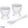 EIERTRAYS MET LEPELS PORSELEIN WIT 2 STUKS SET foto 3