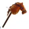 Testa di Cavallo di Peluche su Bastone Hobby Horse Long Hair Marrone Suoni foto 2
