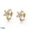 Σκουλαρίκια κρίκοι Brass Micro Pave Clear Cubic Zirconia Huggie Hoop Σκουλαρίκια, Δαχτυλίδι με Λεπτομέρεια Λουλουδιών, Πραγματικό Επιχρυσωμένο 18Κ, 10x2mm εικόνα 1