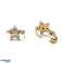 Σκουλαρίκια κρίκοι Brass Micro Pave Clear Cubic Zirconia Huggie Hoop Σκουλαρίκια, Δαχτυλίδι με Λεπτομέρεια Λουλουδιών, Πραγματικό Επιχρυσωμένο 18Κ, 10x2mm εικόνα 2