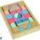 Houten blokken pastelkleuren 28 stuks kasteelgebouwen foto 1