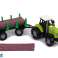 Groene tractor-aanhangwagen boomstammen houtboerderijgeluid foto 2