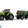 Groene tractor-aanhangwagen boomstammen houtboerderijgeluid foto 1
