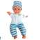 Babypuppe Blau gestreifter Pyjama 30 cm Bild 1