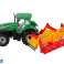 Grüner Traktor mit orangefarbenem Grubberantrieb für Kinder Bild 2
