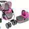 Doll's Kinderwagen Kinderwagen 2 in 1 Reiswieg Tas Roze Sterren foto 1