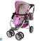 Doll's Kinderwagen Kinderwagen 2 in 1 Reiswieg Tas Roze Sterren foto 5