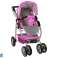 Doll's Kinderwagen Kinderwagen 2 in 1 Reiswieg Tas Roze Sterren foto 2