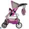 Doll's Kinderwagen Kinderwagen 2 in 1 Reiswieg Tas Roze Sterren foto 4