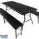 Folding Garden Table 180cm 2 Benches Black image 1