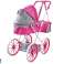 Poupée Poussette Sac En Métal Grandes Roues Rose photo 1
