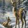 Diamond mosaic of fawns in the snow image 1