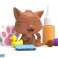 Set de bonificación con figura de gatito bañándose sucio. rosa fotografía 2