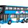 Ônibus de turismo de dois andares 1:42 luzes de metal azul foto 1