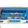 Ônibus de turismo de dois andares 1:42 luzes de metal azul foto 2