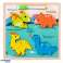 Puzzle Board 2in1 Holz Pädagogischer Dinosaurier Stift Bild 1