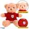 Plysj kosete bamse beige rød genser 40cm bilde 1