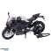 Motocicleta Deportiva Metálica Luces Sonidos Elementos Plateados Negro V4 1:12 fotografía 1