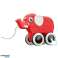 Elefante de juguete para tirar de un chirriador de cuerda eco rojo fotografía 1