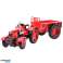 Trator agrícola de metal com reboque vermelho 1:18 foto 3