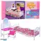 Puppenmöbel Set Bett Schminktisch Stuhl Blumenbettwäsche Bild 1