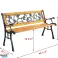 NEL 26567 GARDEN BENCH WOODEN METAL CEMETERY PARK BENCH WITH BACKREST image 4