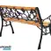 NEL 26567 GARDEN BENCH WOODEN METAL CEMETERY PARK BENCH WITH BACKREST image 5
