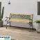 NEL 26568 TUINBANK HOUTEN METALEN BEGRAAFPLAATS PARKBANK MET RUGLEUNING foto 3