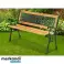 NEL 26568 TUINBANK HOUTEN METALEN BEGRAAFPLAATS PARKBANK MET RUGLEUNING foto 4