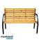 NEL 26569 GARDEN BENCH WOODEN METAL CEMETERY PARK BENCH WITH BACKREST image 1